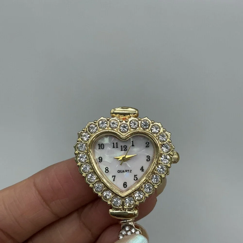 MOP Dial Womens Watch 28mm Gold Tone Heart Crystal Bolo Adjustable Bracelet